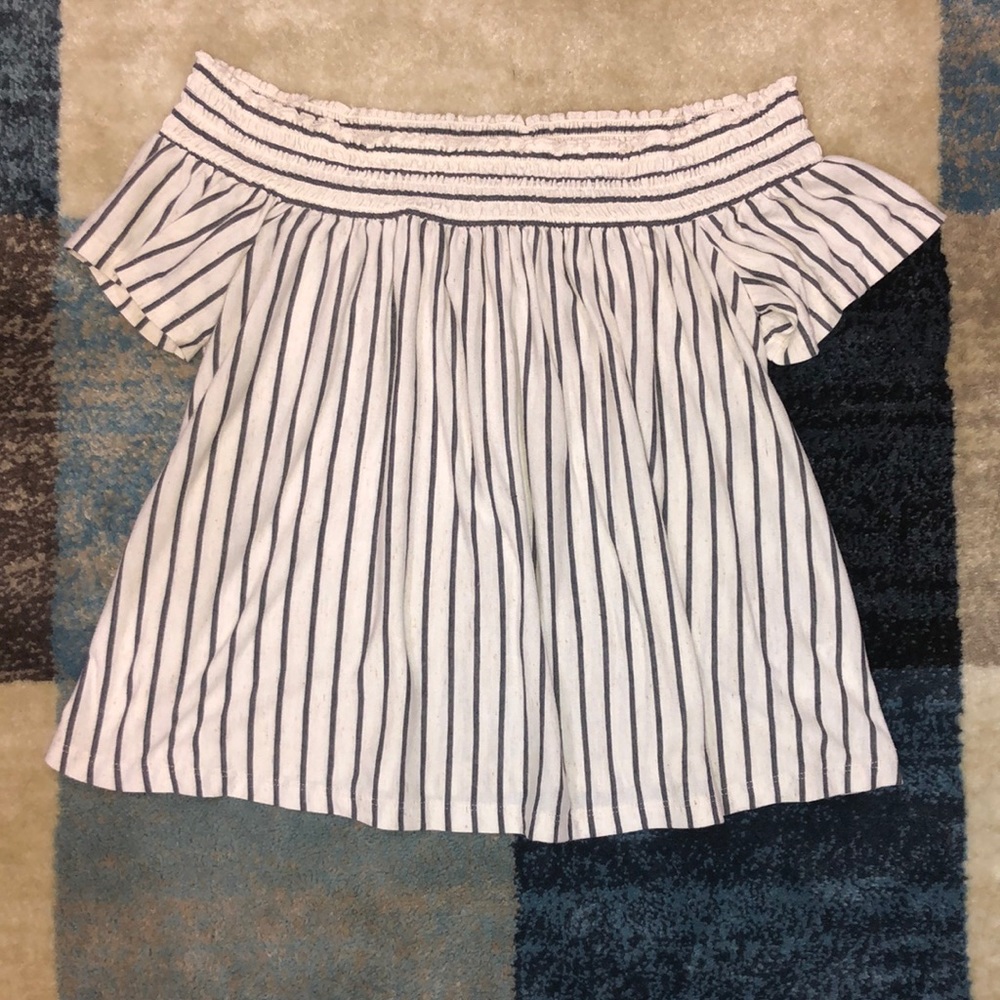 American Eagle Striped Off-The-Shoulder Top